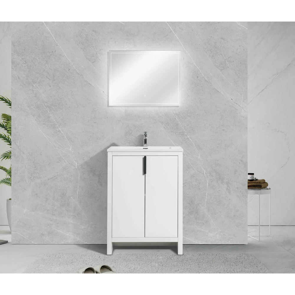 Evana 24" W Freestanding Vanity with Sink Top White | LessCare